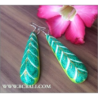 Wooden Earrings Painting Bali